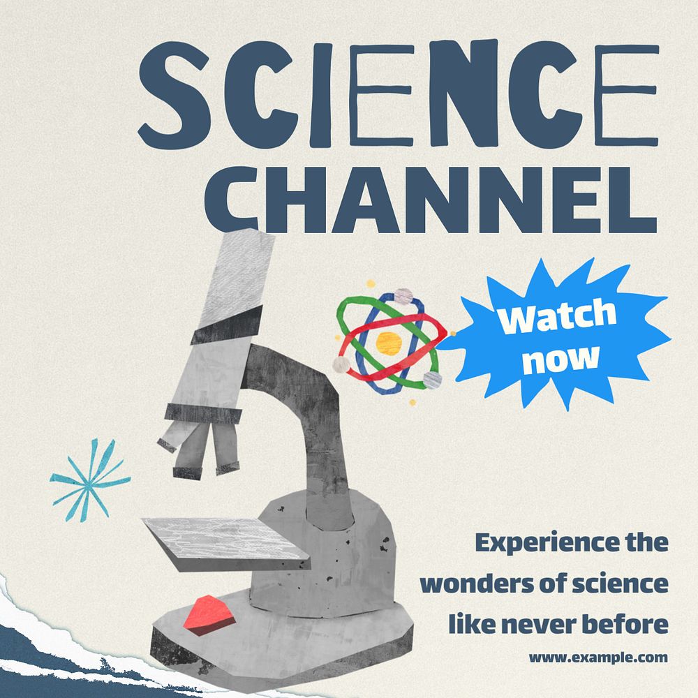 Science channel Instagram post template, editable text