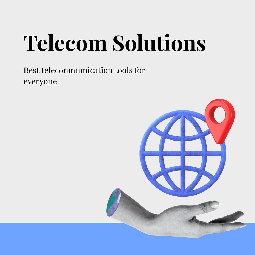 Telecom solutions Instagram post template, editable text