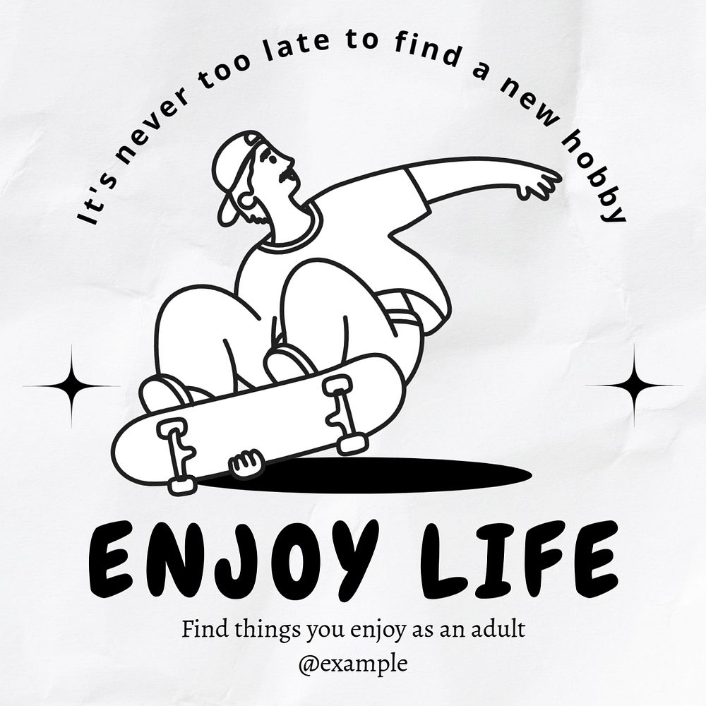 Enjoy life Instagram post template, editable text