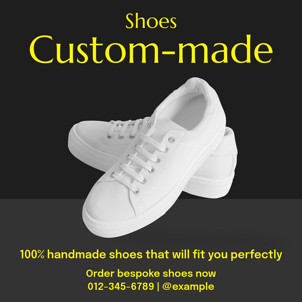 Custom-made shoes Instagram post template, editable text