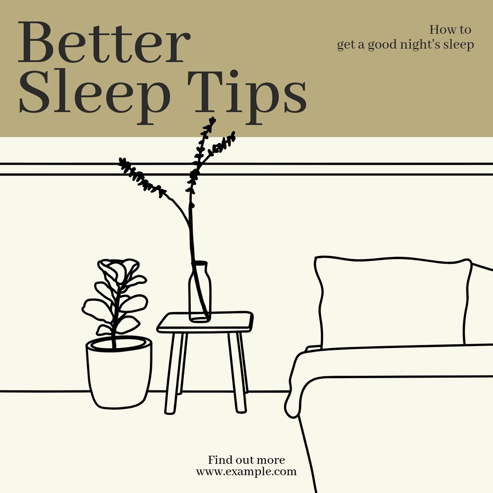 Better sleep tips Instagram post template, editable design