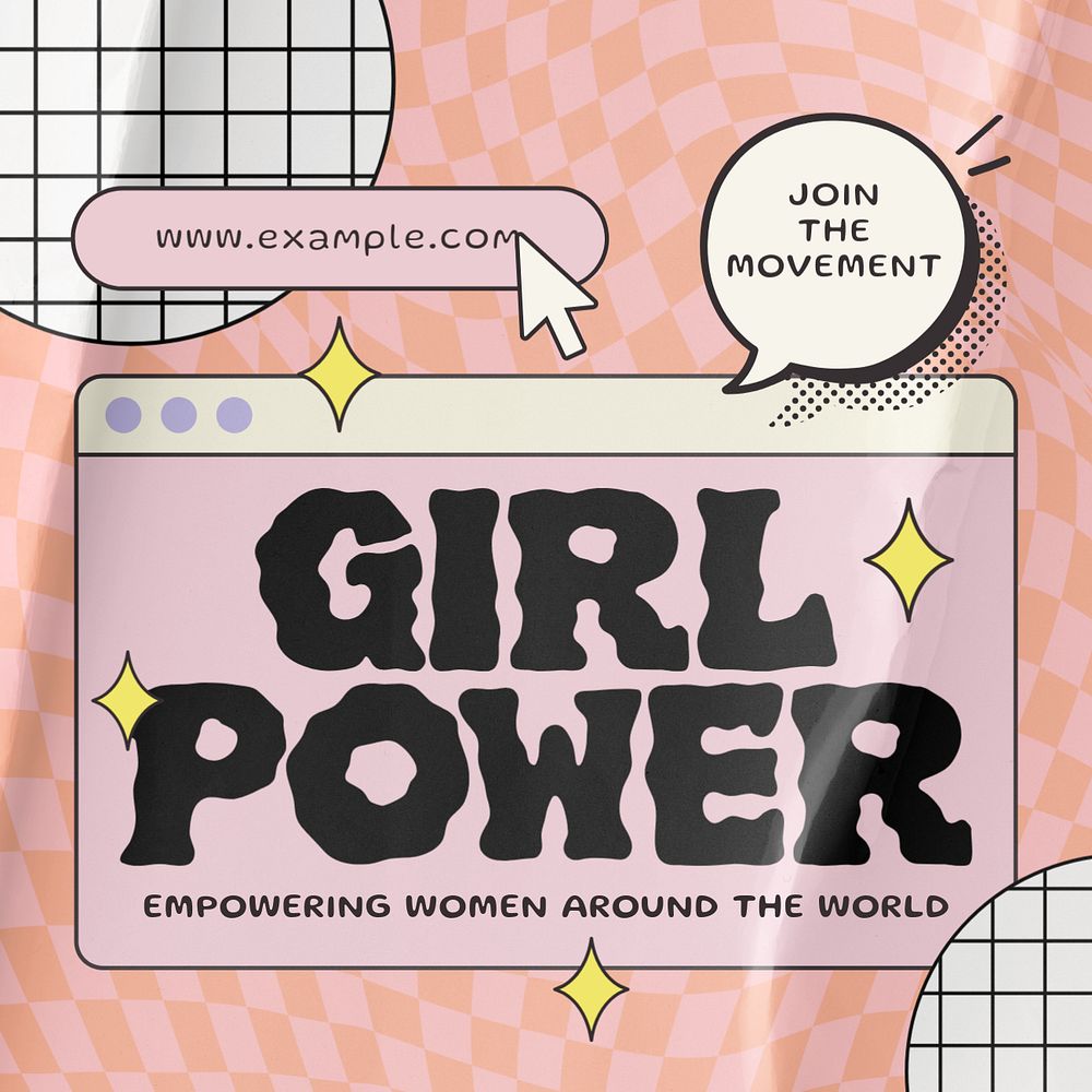 Girl power Instagram post template, editable text