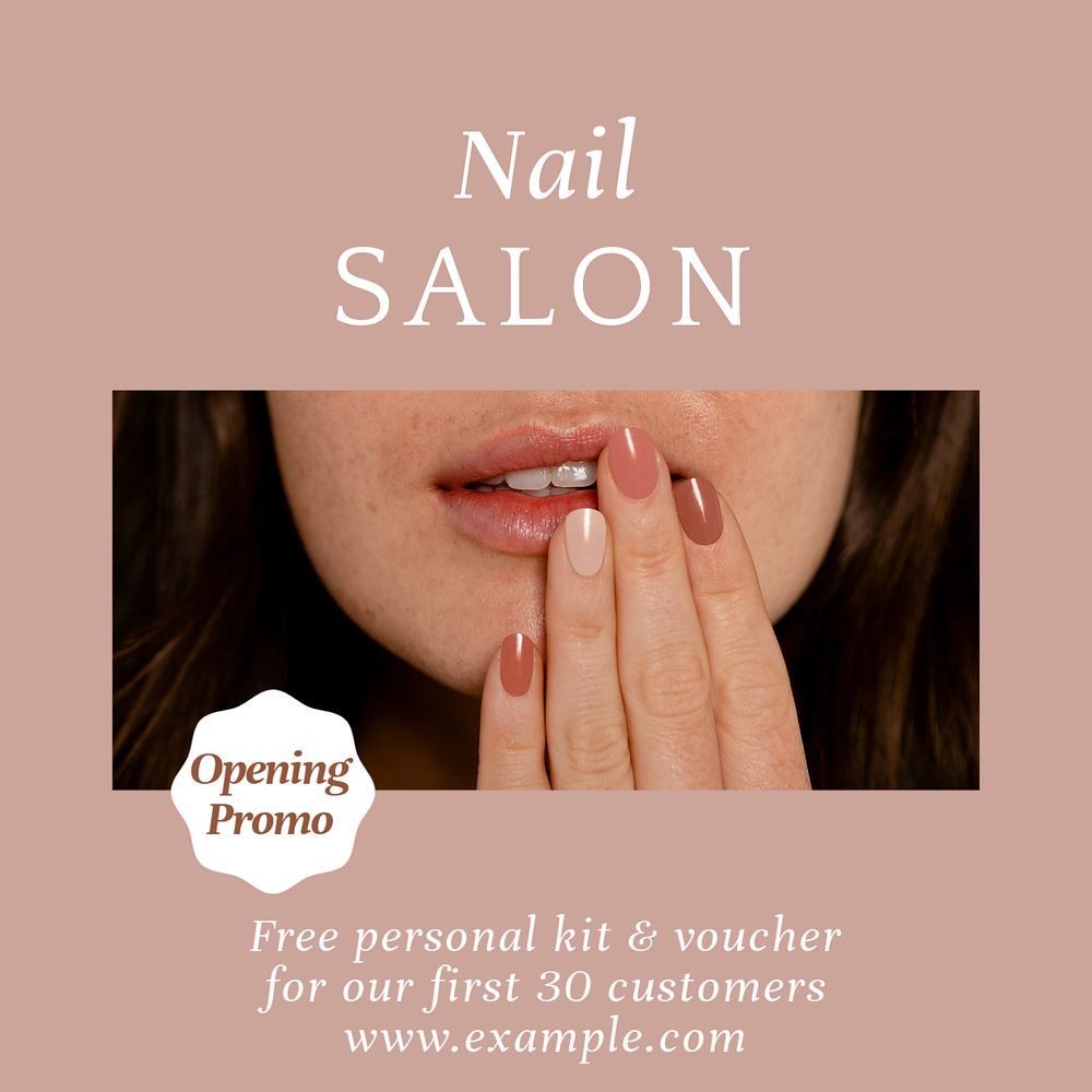 Nail salon Instagram post template, editable text