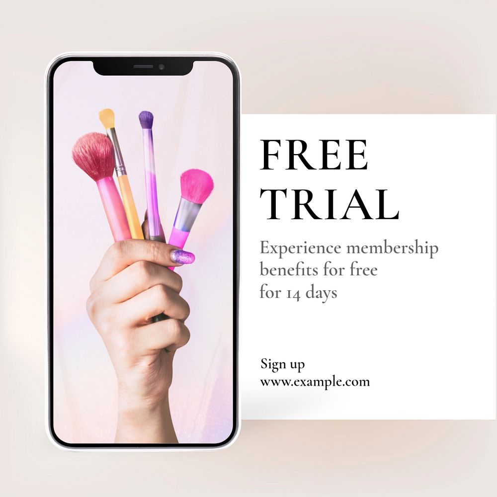 Free trial Instagram post template, editable text