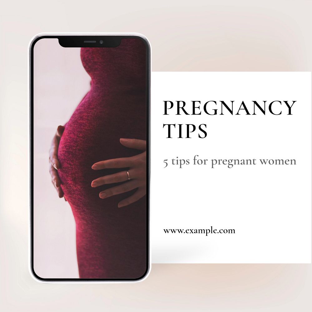 Pregnancy tips Instagram post template, editable text