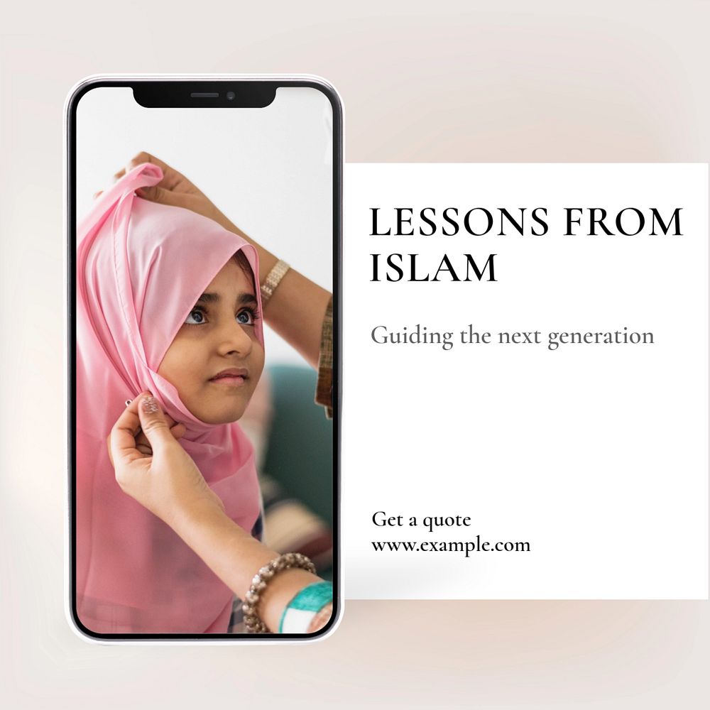 Lessons from Islam Instagram post template, editable text