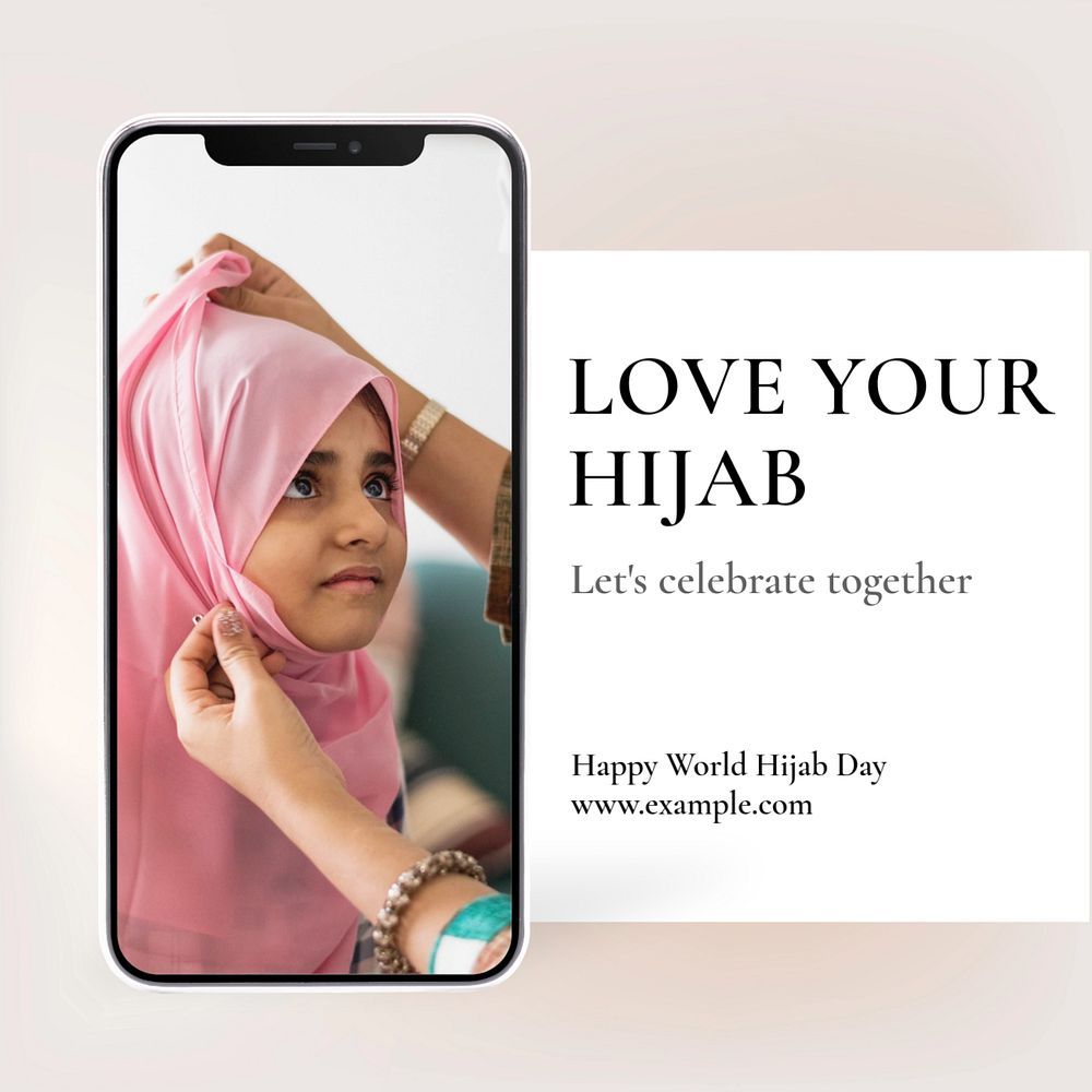 Hijab Instagram post template, editable text