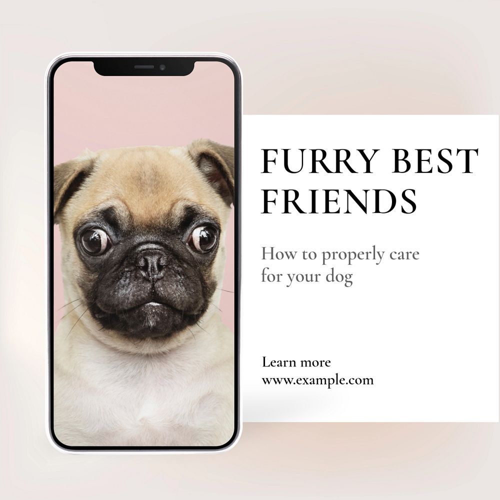 Furry best friends Instagram post template, editable text