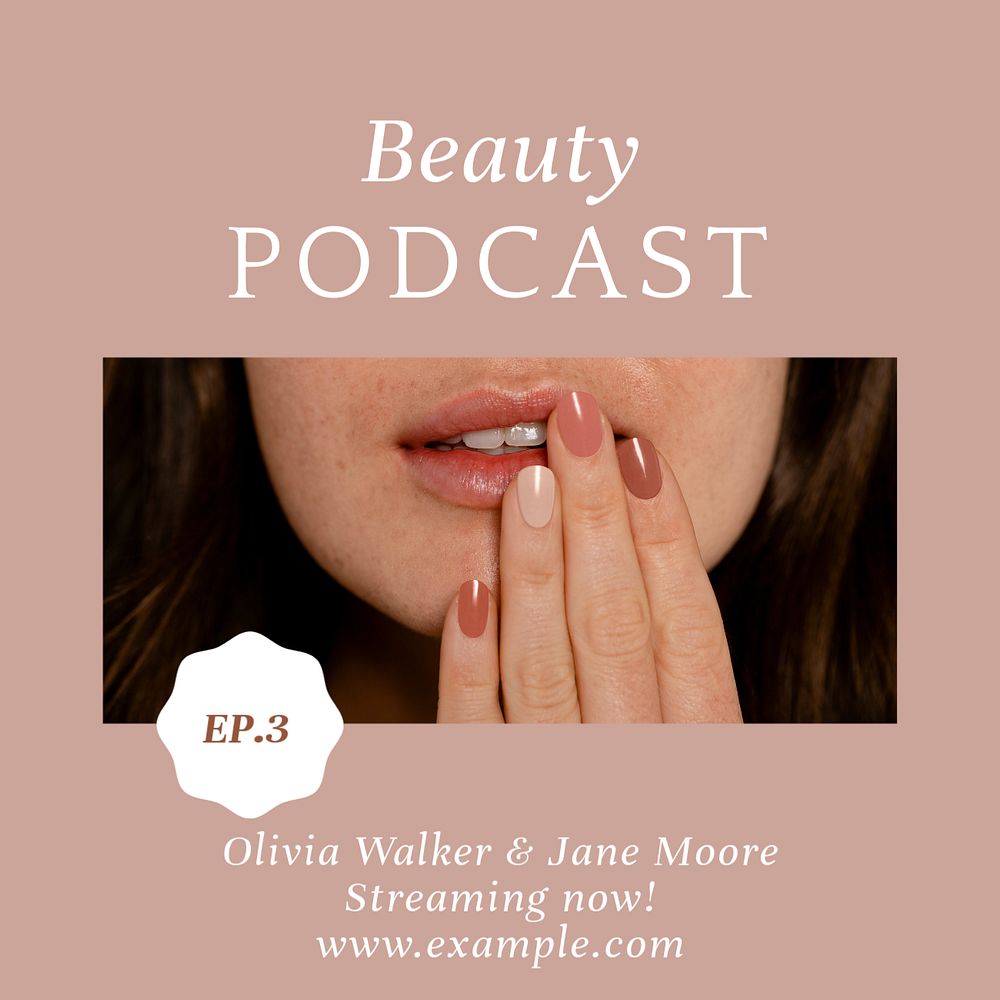 Beauty podcast Instagram post template, editable text