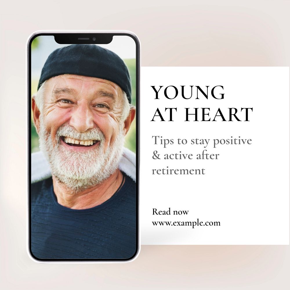 Young at heart Instagram post template, editable text