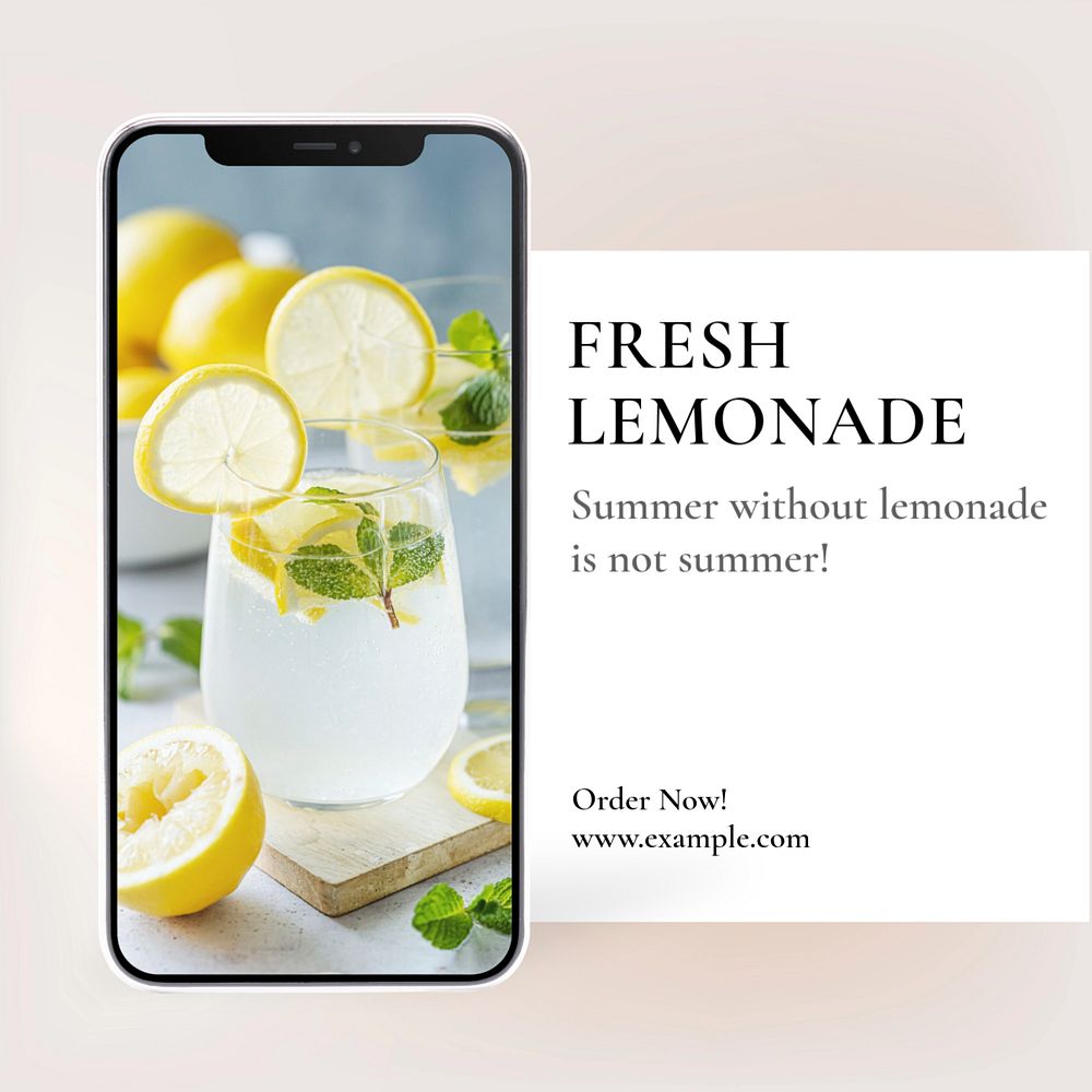 Fresh lemonade Instagram post template, editable text