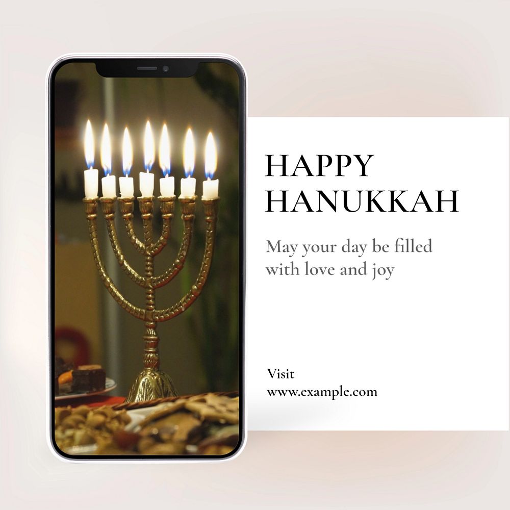 Hannukkah Instagram post template, editable text