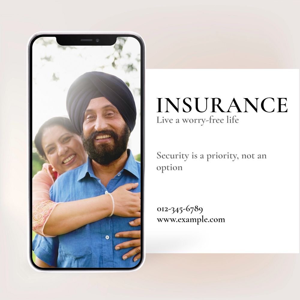 Insurance Instagram post template, editable text