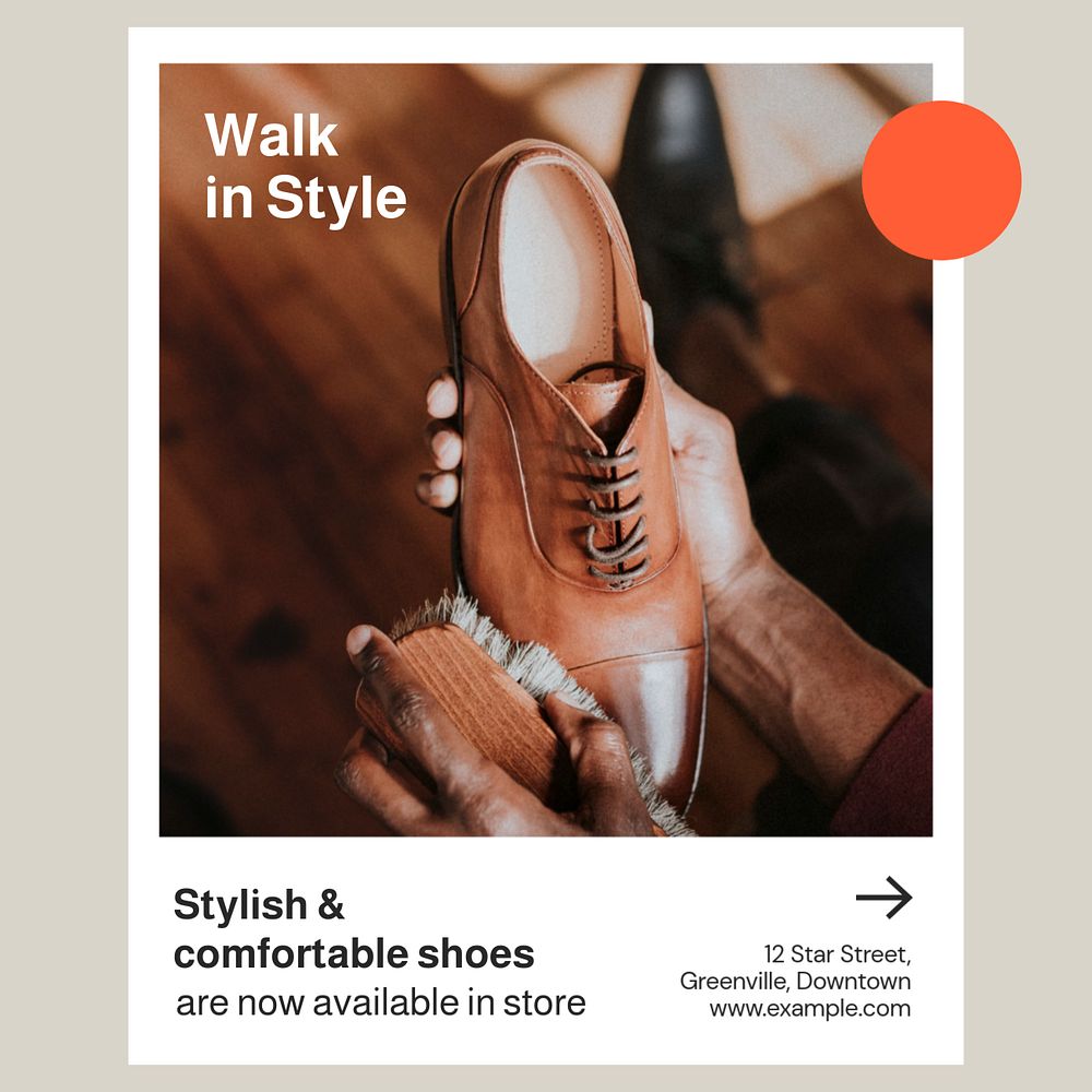 Walking shoes Instagram post template, editable text