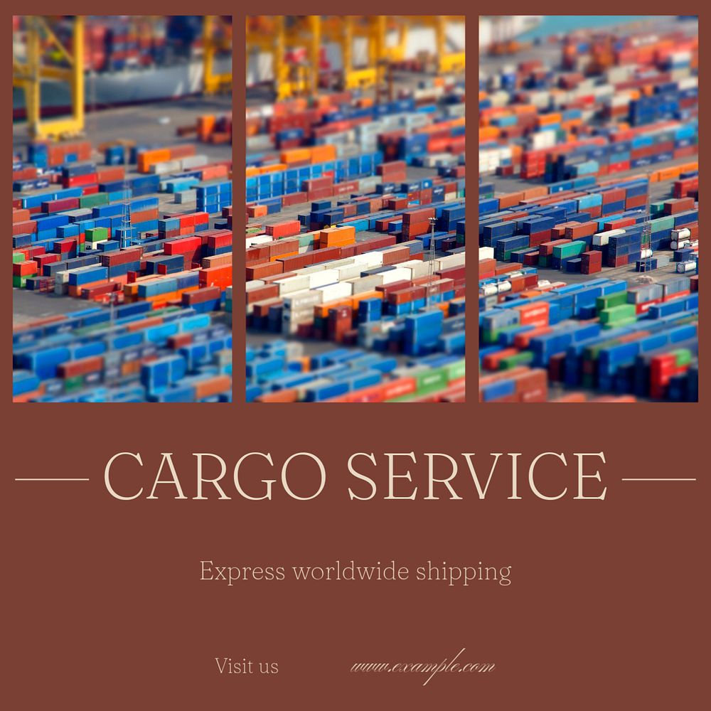 Cargo service Instagram post template, editable text