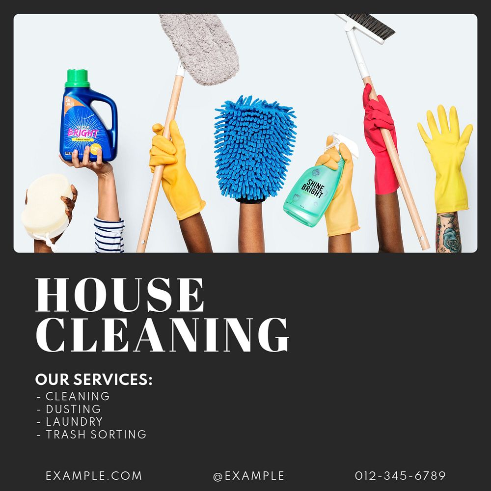 Cleaning service Instagram post template, editable text