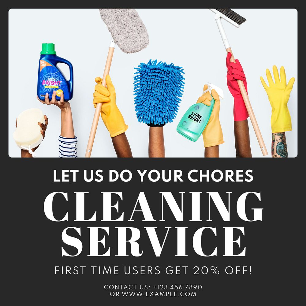 Cleaning service Instagram post template, editable text