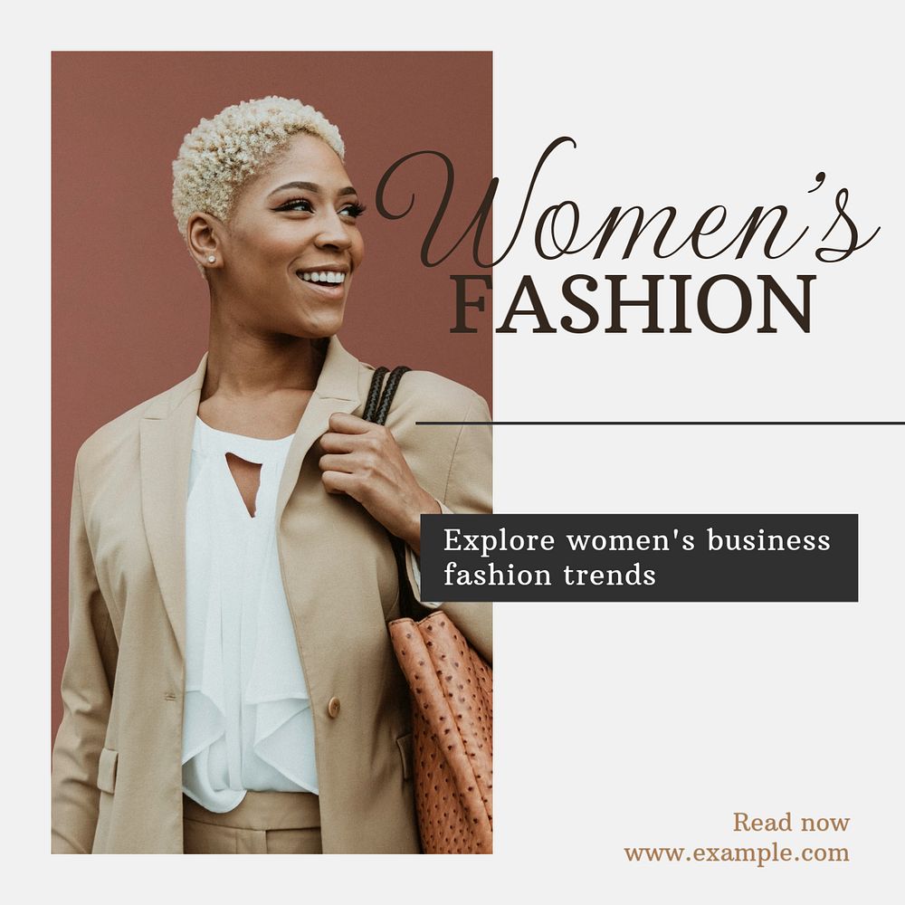 Women's business fashion Instagram post template, editable text