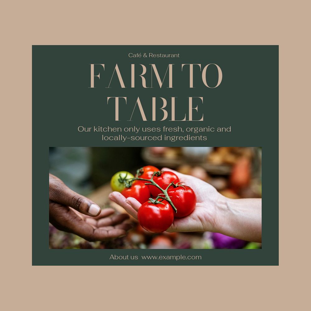 Farm to table Instagram post template, editable text