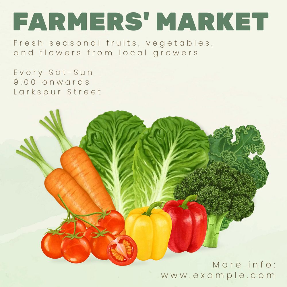 Farmers' market Instagram post template, editable text