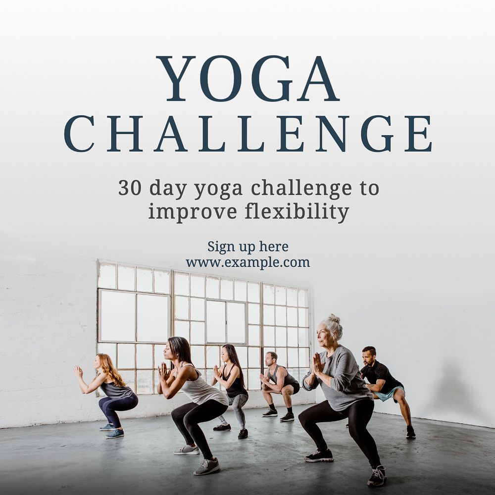 Yoga challenge Instagram post template, editable text