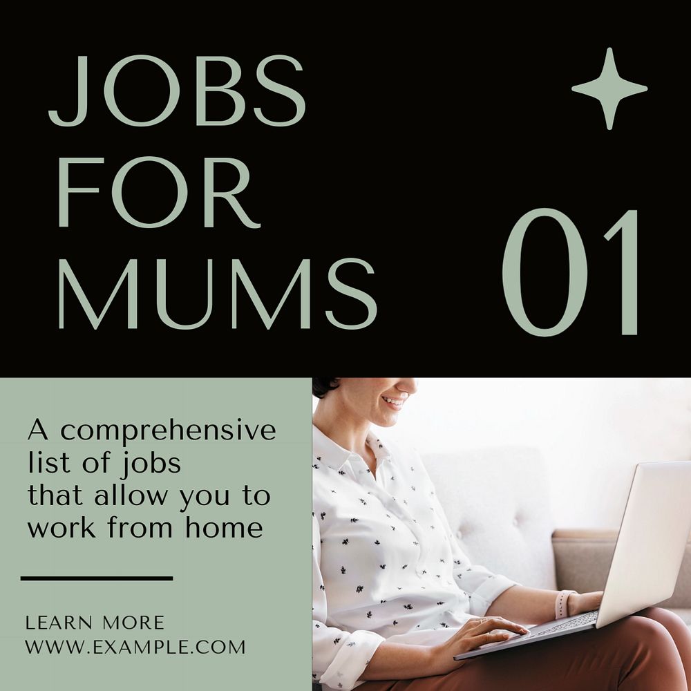 Working mother Instagram post template, editable text