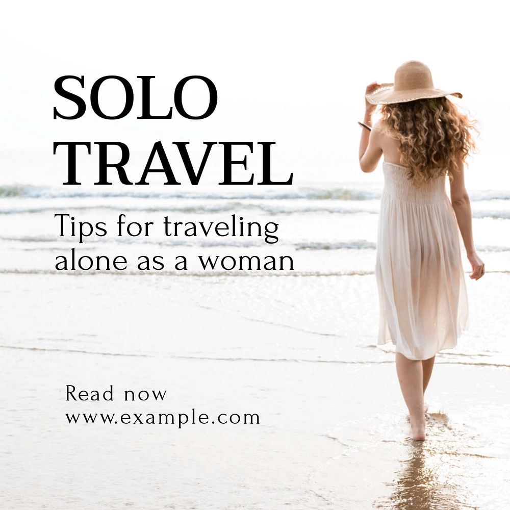 Solo travel Instagram post template, editable text