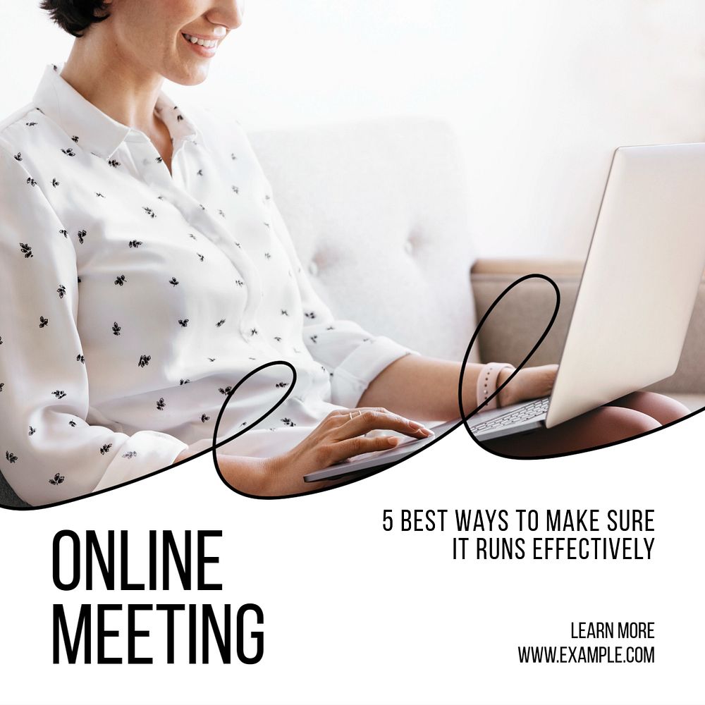 Online meeting Instagram post template, editable text