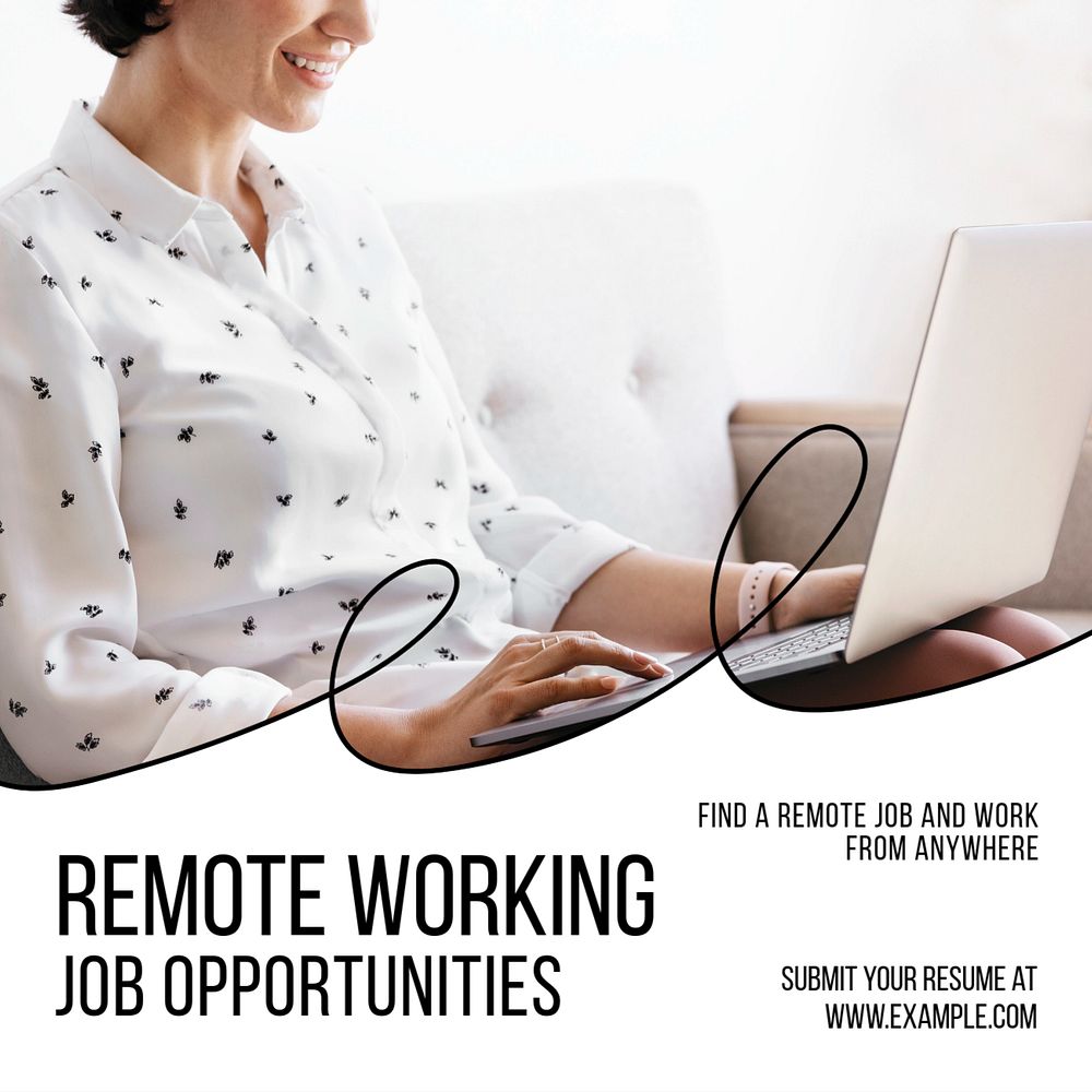 Remote working Instagram post template, editable text