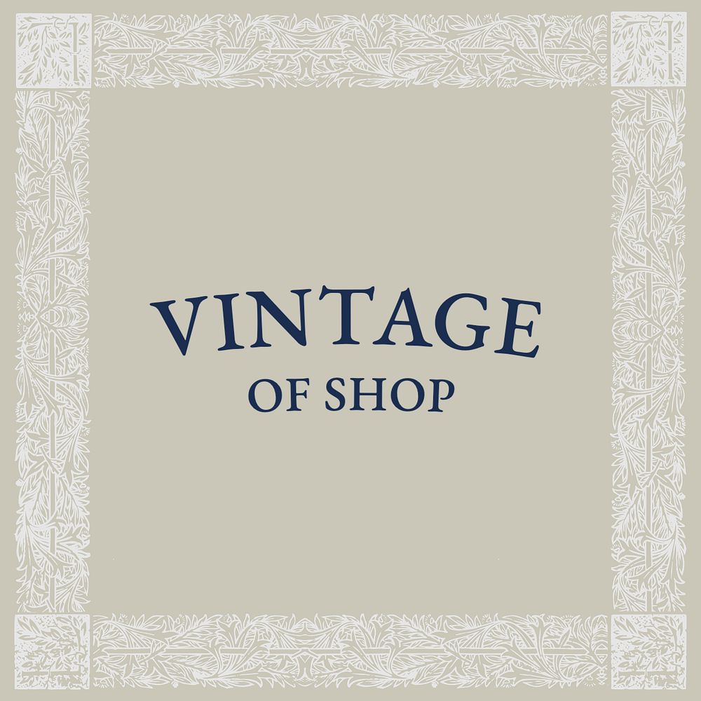 Vintage shop Instagram post template, editable text