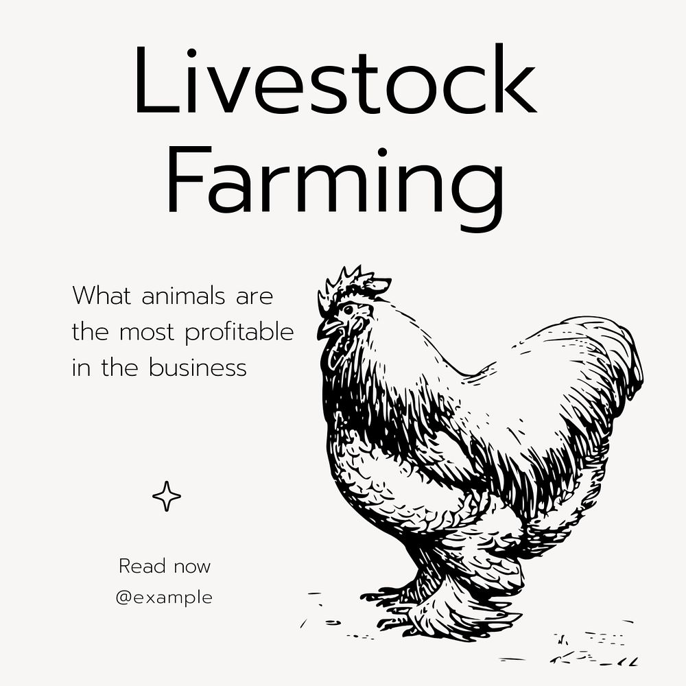 Livestock farming Instagram post template, editable text