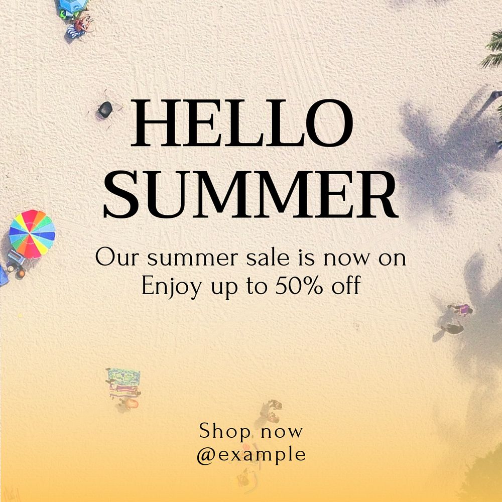 Summer sale Instagram post template, editable text