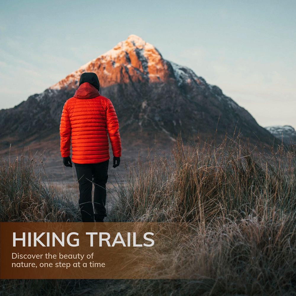 Hiking trails Instagram post template, editable text