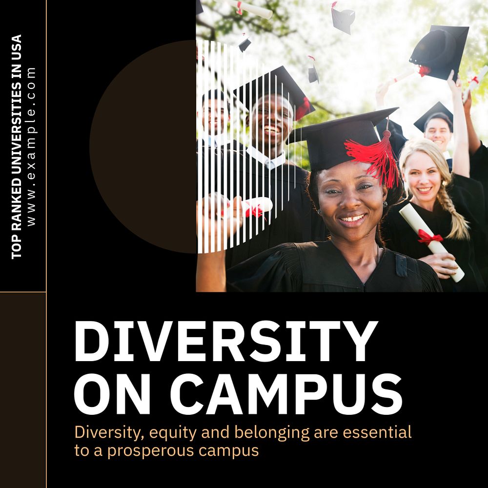 Diversity on campus Instagram post template, editable text