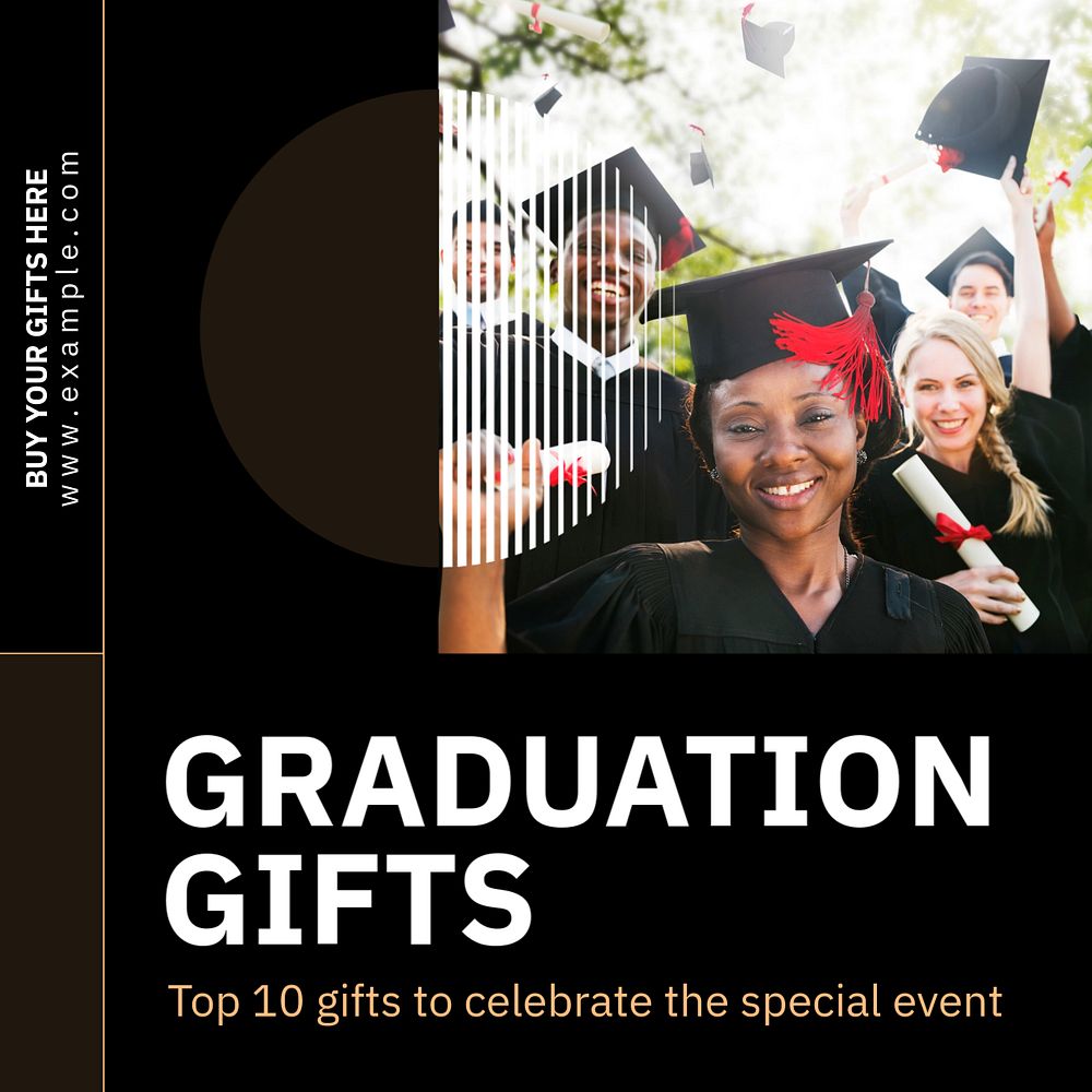 Graduation gifts Instagram post template, editable text