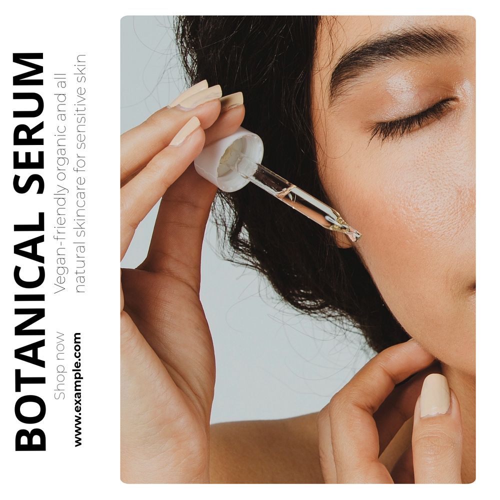 Botanical skincare Instagram post template, editable text