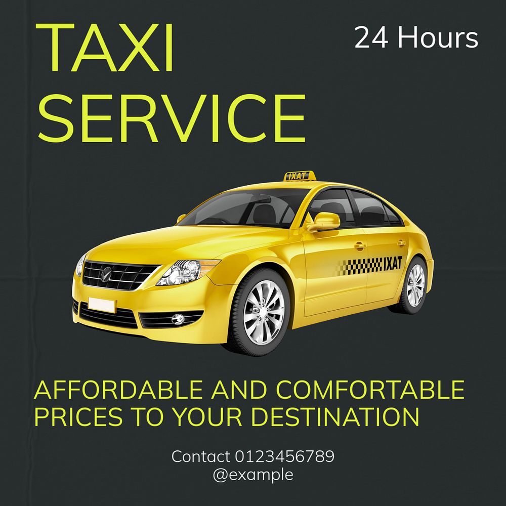 Taxi service Instagram post template, editable text