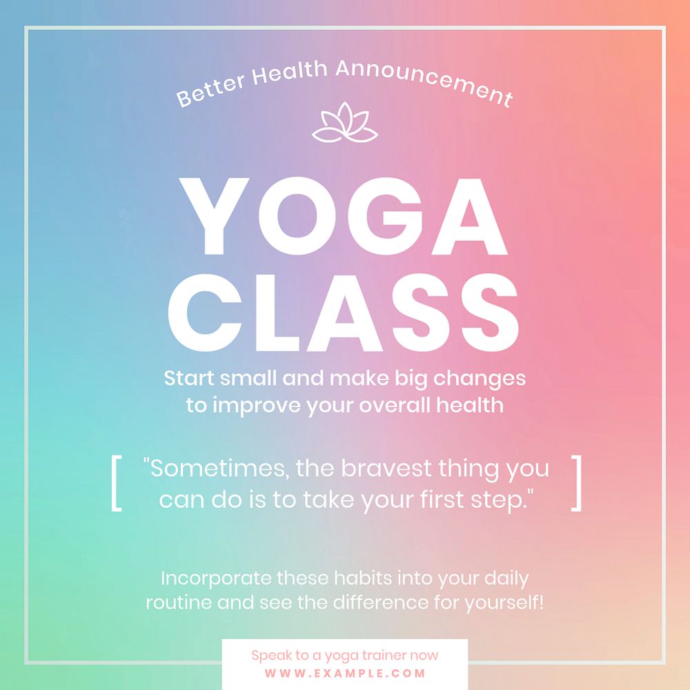 Yoga class Instagram post template, editable text