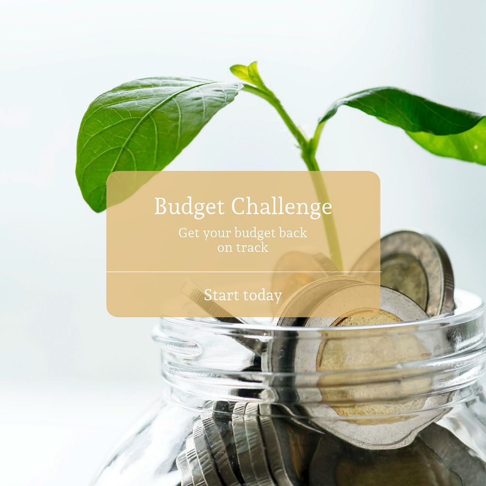 Budget challenge Instagram post template, editable text