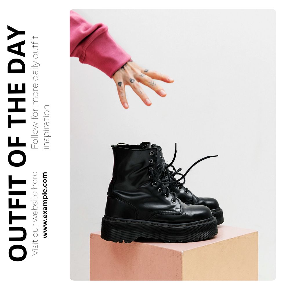 Daily outfit Instagram post template, editable text