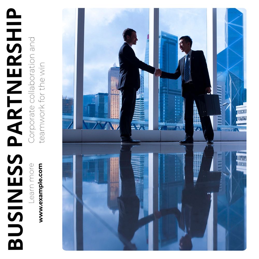 Business partnership Instagram post template, editable text