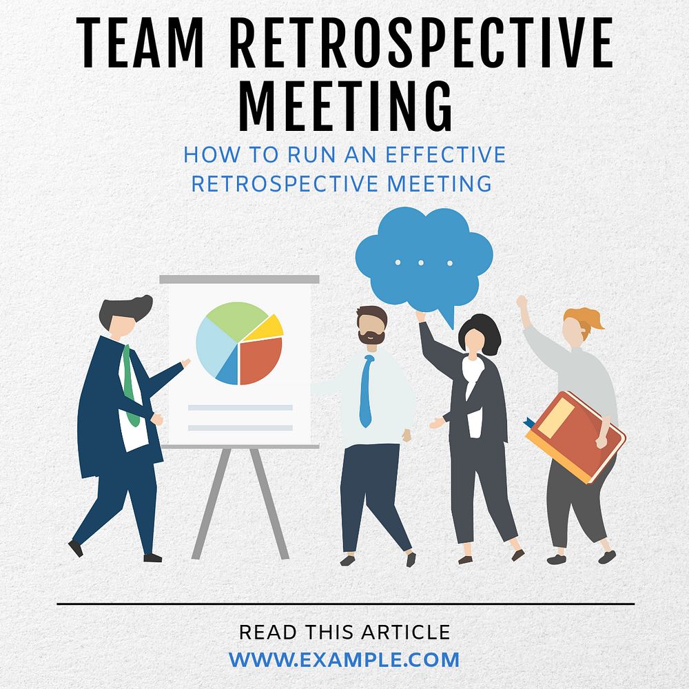 Team retrospective meeting Instagram post template, editable text