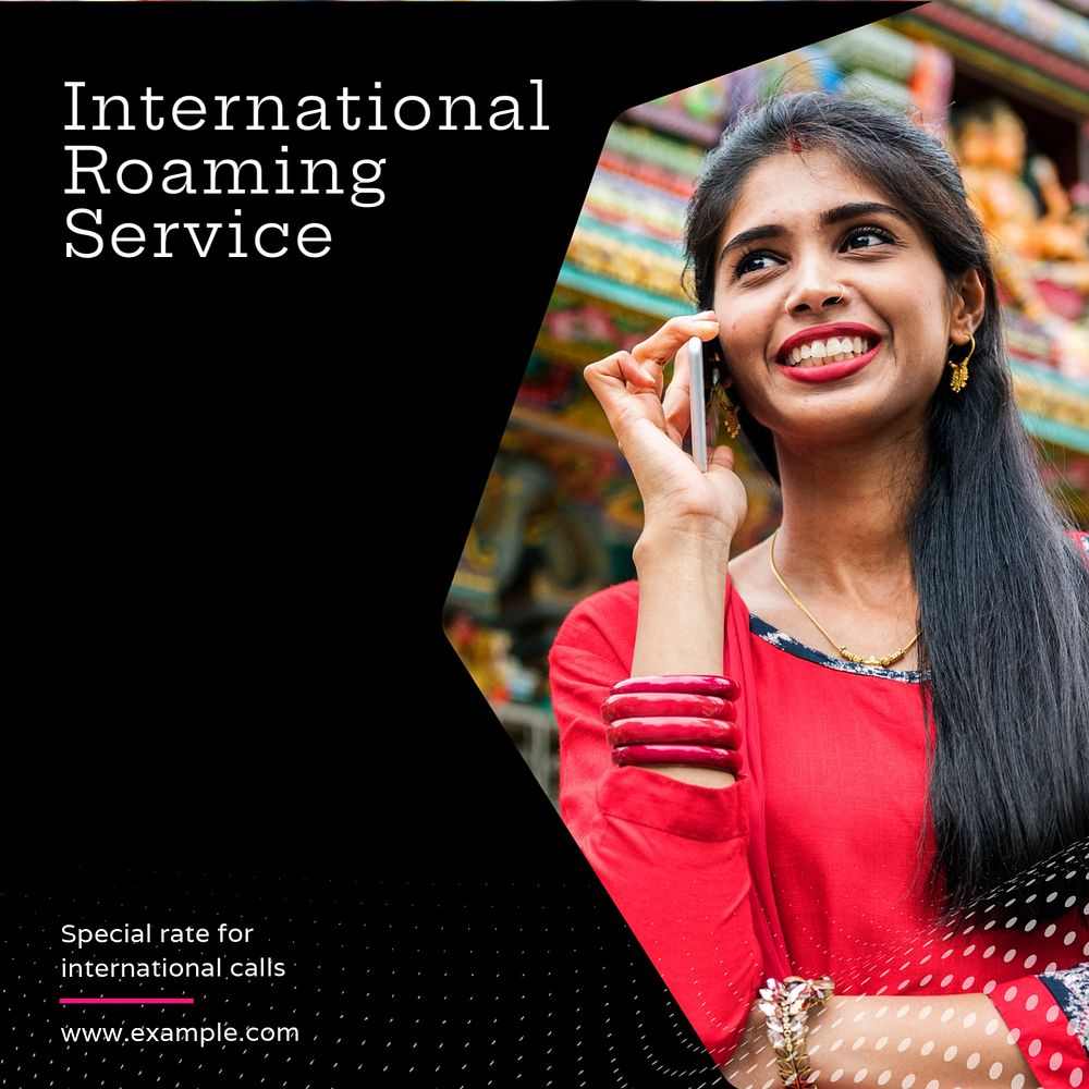 International roaming service Instagram post template, editable text