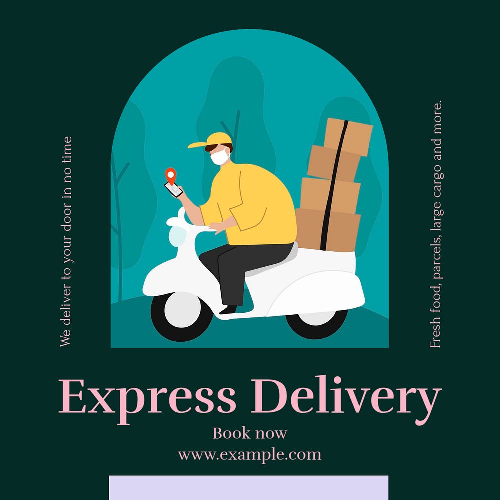 Express delivery Instagram post template, editable text