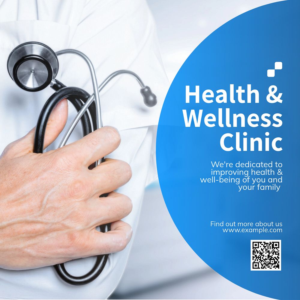 Health & wellness clinic Instagram post template, editable text