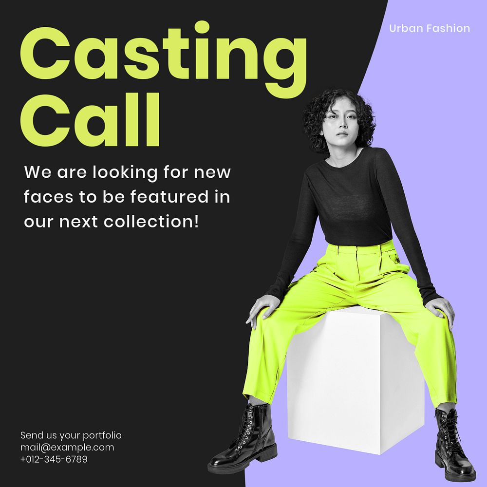 Casting call  Instagram post template, editable text