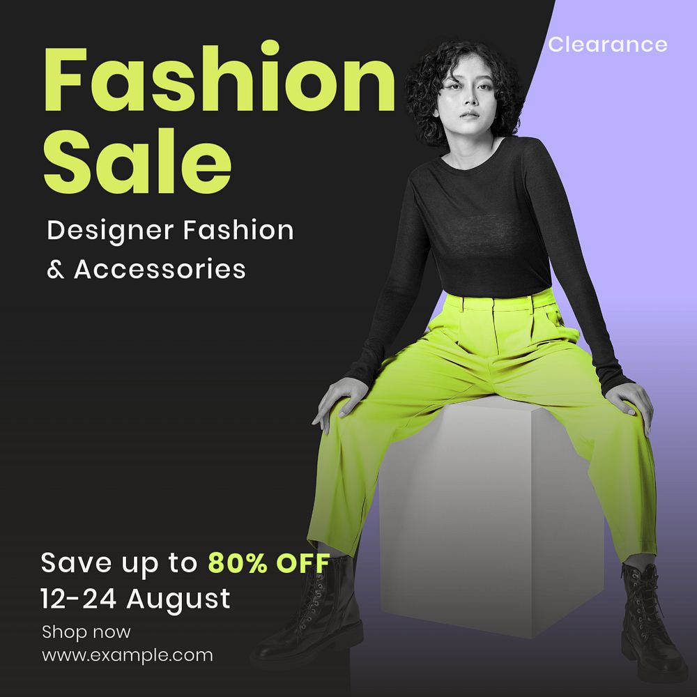 Fashion sale  Instagram post template, editable text