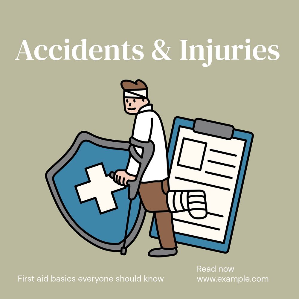 Accidents & injury Instagram post template, editable text