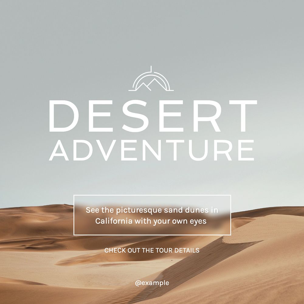 Desert tour Instagram post template, editable text