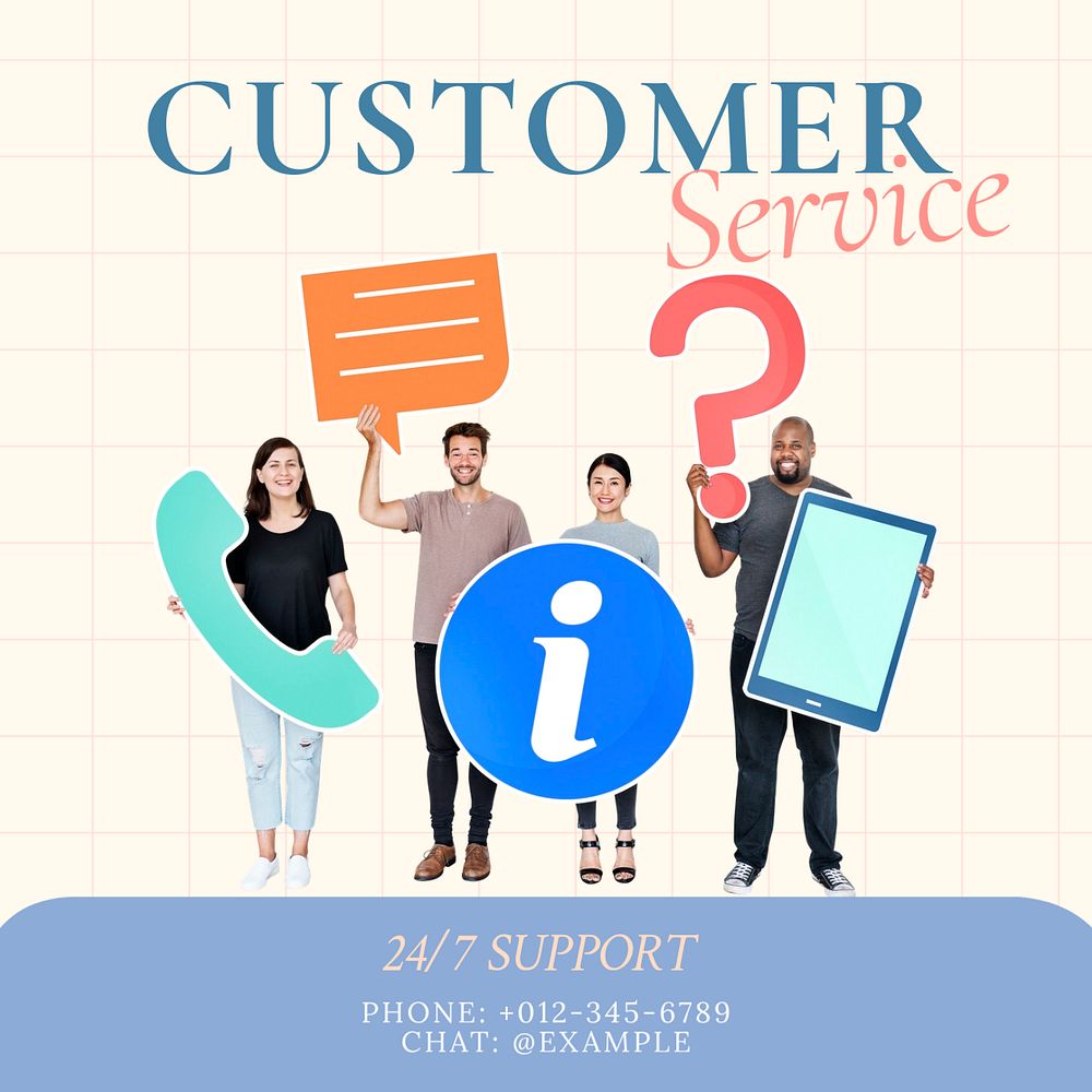 Customer service Instagram post template, editable text